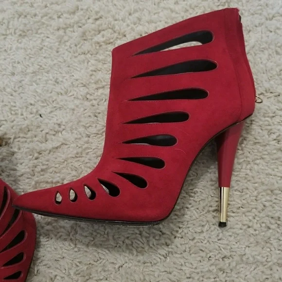 Giuseppe Zanotti Red suede Cage ankle bootie - Picture 5 of 8